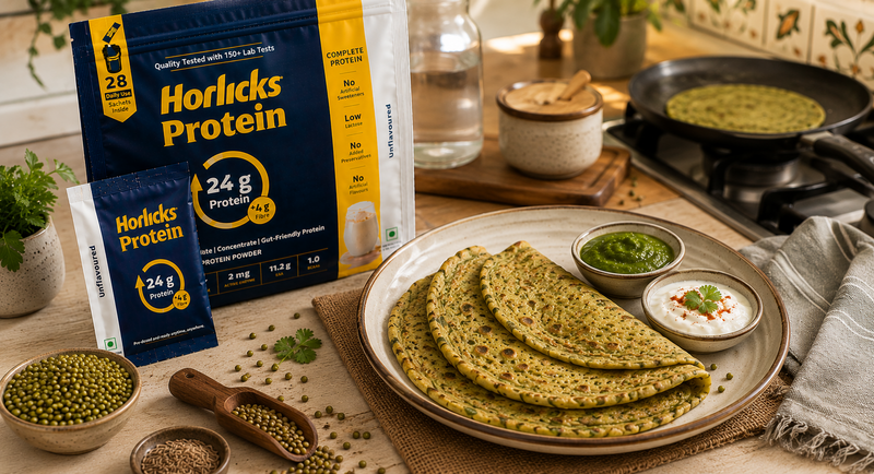 Moong Dal Protein Cheela Recipe with Horlicks Protein