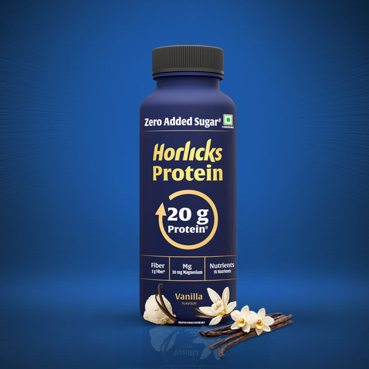 Horlicks Protein Milkshake | 20g Protein | Vanilla Flavour | Zero Added Sugar