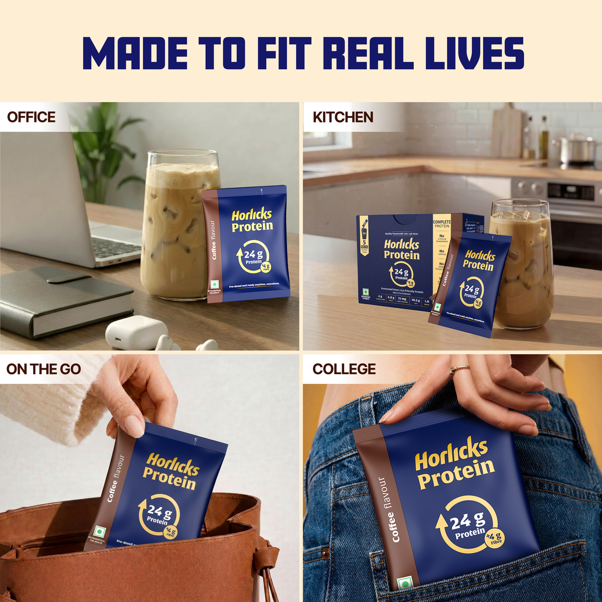 Horlicks Protein Powder Box of 5 X 3 | Coffee Flavour