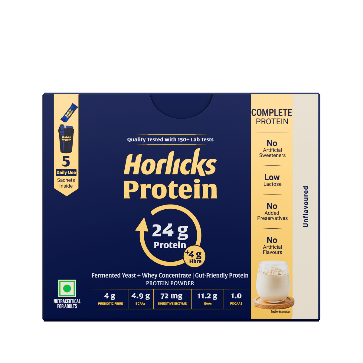 Horlicks Protein Powder Box of 5 sachet | Unflavoured Flavour