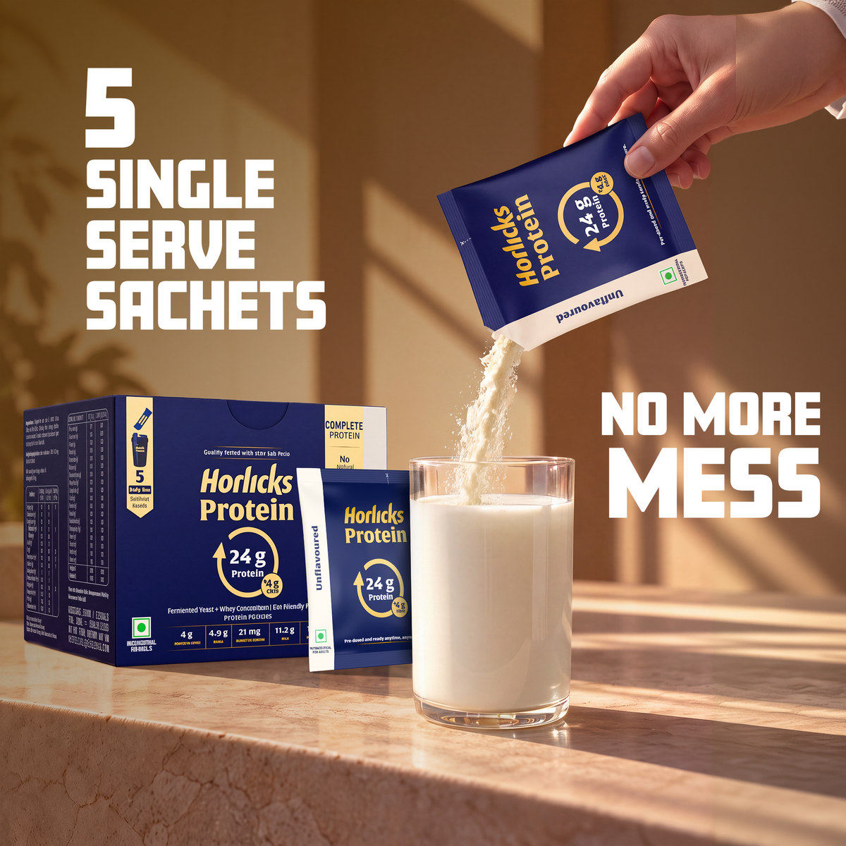 Horlicks Protein Powder Box of 5 X 2 | Unflavoured