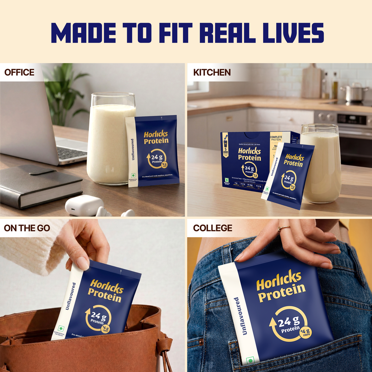 Horlicks Protein Powder Box of 5 sachet | Unflavoured Flavour