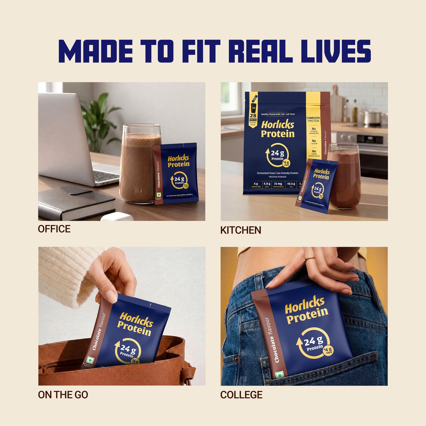 Horlicks Protein Powder 1kg with 28 sachets | Chocolate Flavour