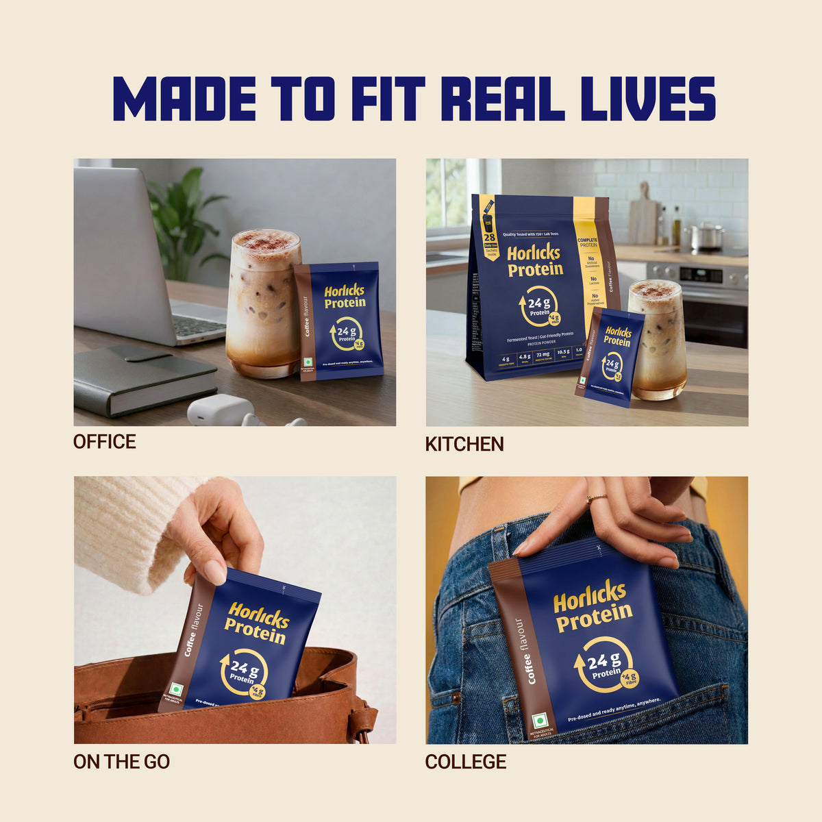 Horlicks Protein Powder 1kg with 28 sachets | Coffee Flavour